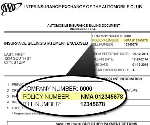 AAA - enter your policy number